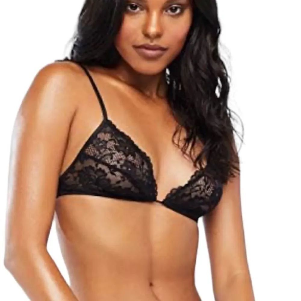 Savage X Women's Floral Lace Triangle Bralette black size small